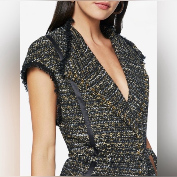 Ramy Brook Jackets & Blazers - Ramy Brook Emersyn Tweed Wool & Mohair Blend Vest – Black & Gold – Size Medium